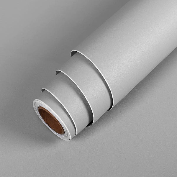 LaCheery Thick Light Grey Wallpaper Peel and Stick for Bedroom Solid Color Matte Textured Wallpaper Removable Waterproof Contact Paper Decorative Self Adhesive Wall Paper Roll for Furniture 15.8"x80"