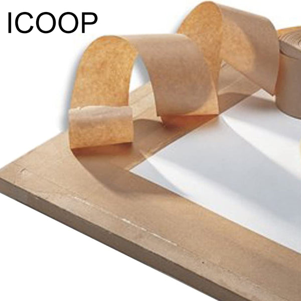 ICOOP Water Activated Gummed Kraft Paper Tape - 36mm Width x 54.7 yd Length - Stretching Paper, Tamper Evident