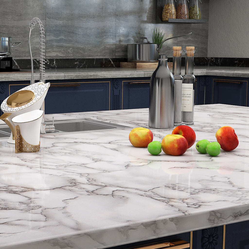 Caltero Marble Contact Paper 15.7 x 472 White Grey Marble