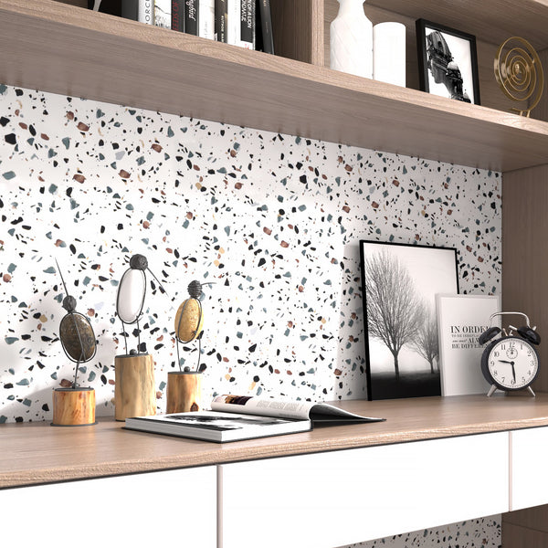 LaCheery Terrazzo Contact Paper for Countertops Waterproof Peel and Stick Wallpaper Granite Countertop Contact Paper Decorative Self Adhesive Wall Paper Roll for Kitchen Cabinets Counters