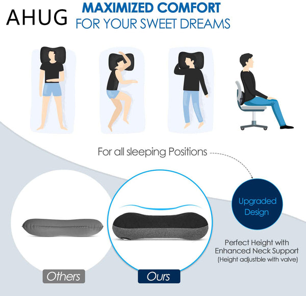 AHUG Ultralight Inflatable Pillow for Neck Lumbar Support - Upgrade Backpacking Pillow - Washable Travel Air Pillows for Hiking, Backpacking