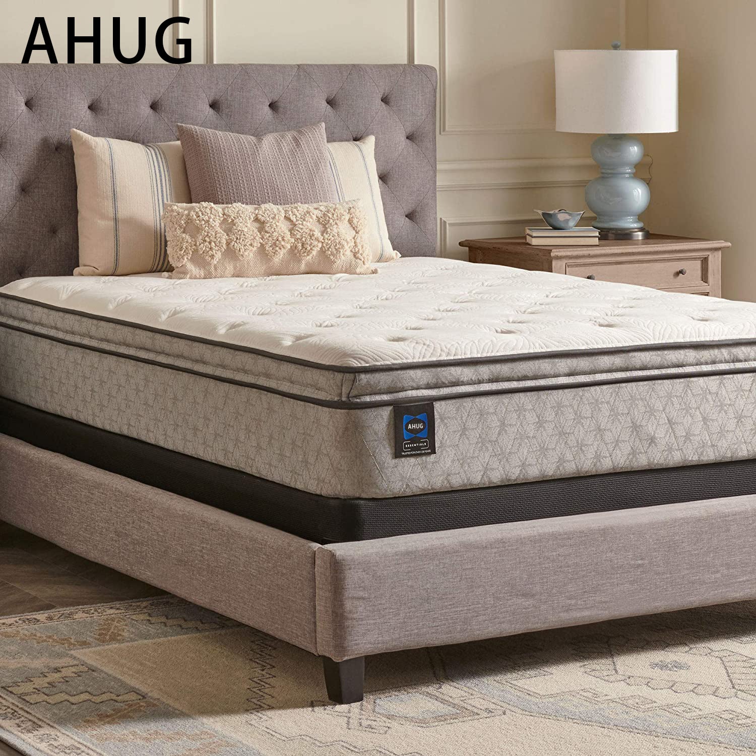 AHUG Essentials Spring Winter Green Euro Pillowtop Soft Feel Mattress, Queen