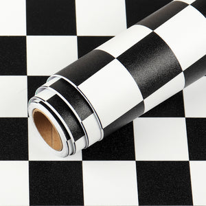 LaCheery Checkered Contact Paper Decorative Black and White Wall Paper Roll Peel and Stick Wallpaper Removable Self Adhesive Checkered Wallpaper for Kitchen Backsplash Shelf Drawer Liners