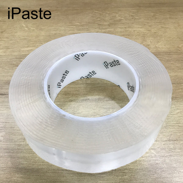 iPaste Double Sided Tape Heavy Duty (9.85FT), Multipurpose Removable Mounting Tape Adhesive Grip,Reusable Strong Sticky Wall Tape Strips Transparent Tape Poster Carpet Tape for Paste Items,Household